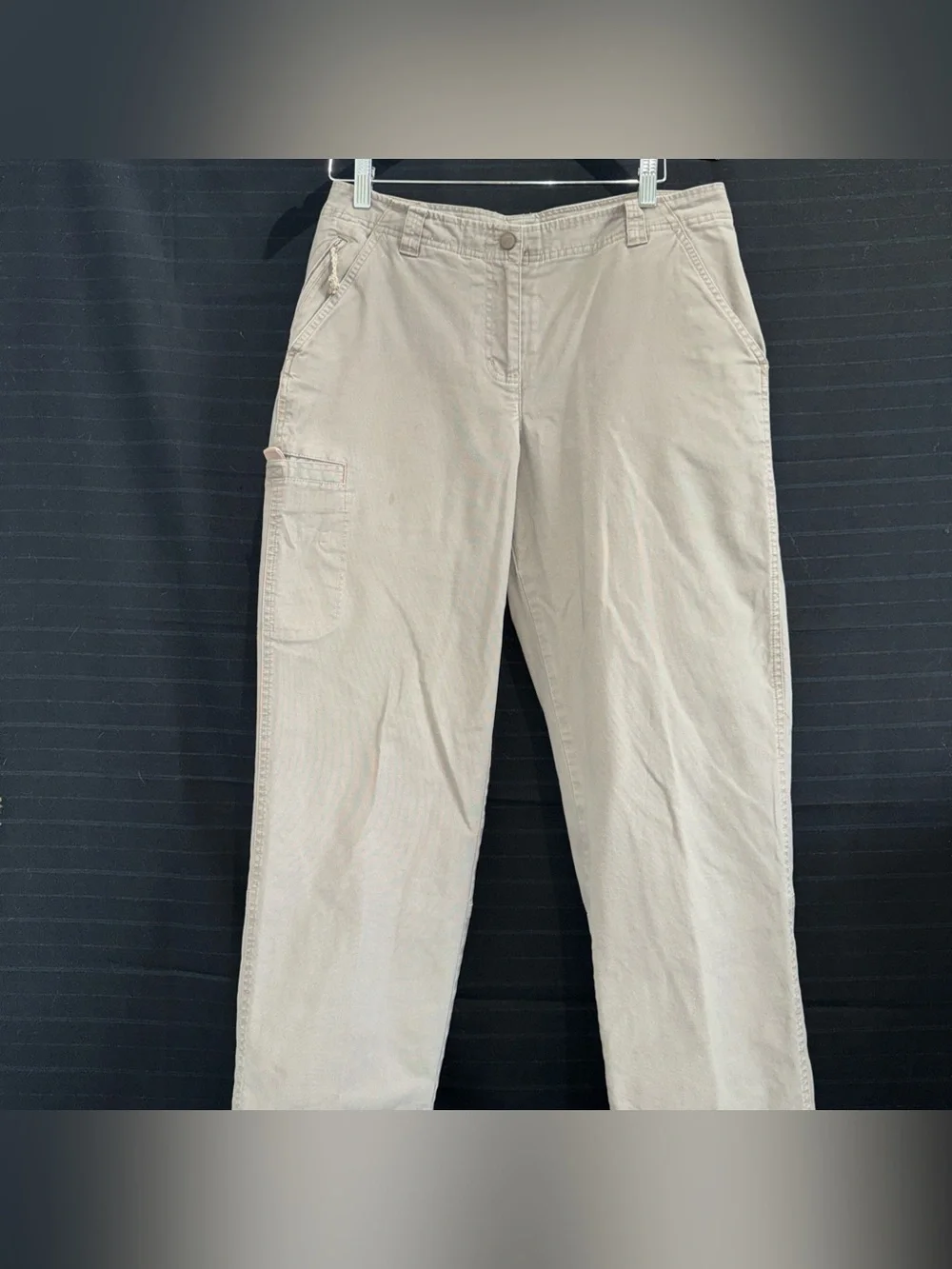 LL Bean Pants Womens 12 Reg Beige Flannel Lined Classic Fit Chino Straight Leg